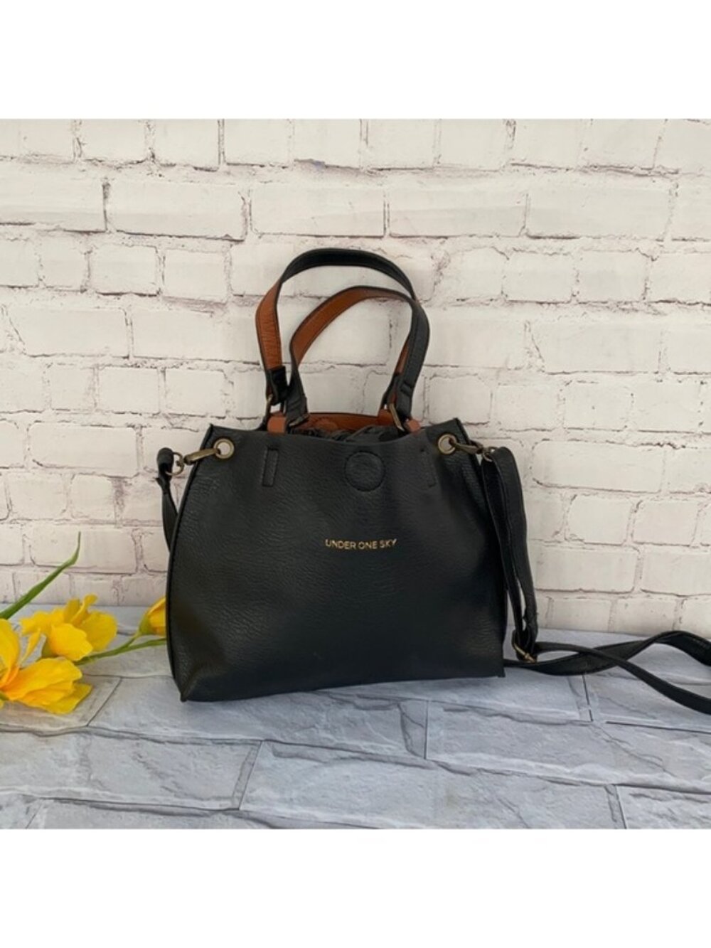 Under one sky crossbody/handbag black, brown purse